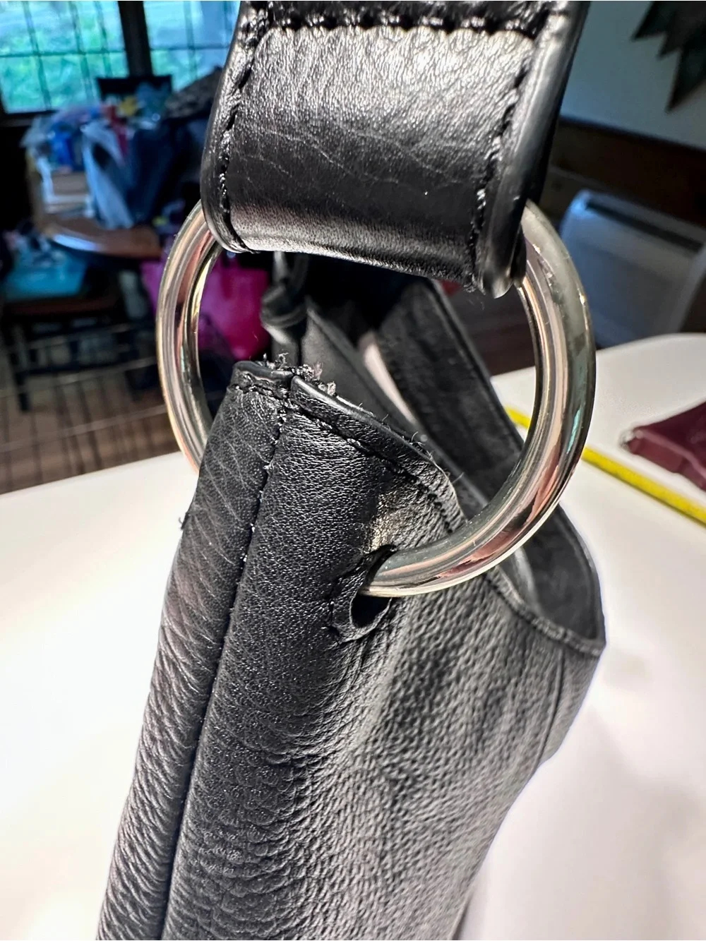 Vince Black Pebbled Leather Hobo/Shoulder Bag